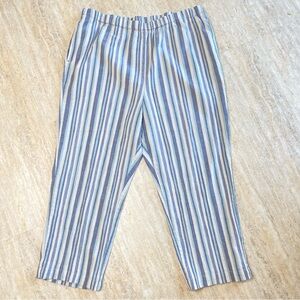 Appleseed's Pants Women's 20 Wide Leg Blue Green Striped Pull On Comfort Waist